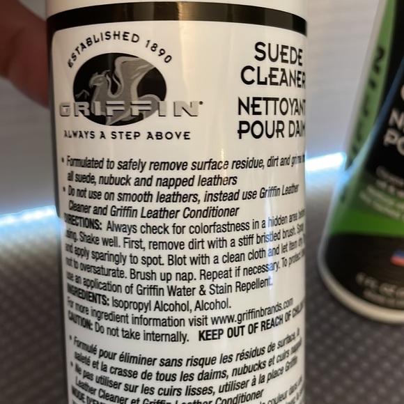 Griffin Suede Cleaner Unbuckle & Napped Leather 2 bottles 8 Fl. Oz. New - Picture 5 of 9